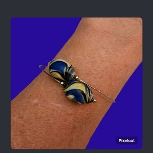 Lampwork Glass Swirl Beaded Cuff Bracelet
